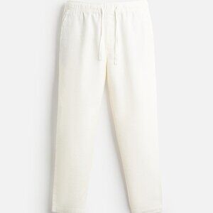 Zara Men's Textured Jogger Waist Pants (Oyster-White, Medium)